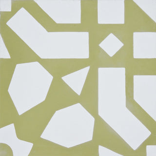 Azilal Handmade Cement Tile, Tan/White, Sample