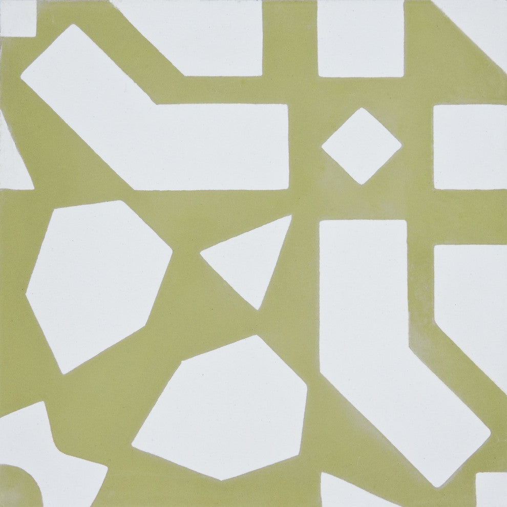 Azilal Handmade Cement Tile, Tan/White, Sample