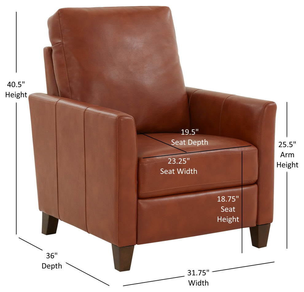 Penny Caramel Faux Leather Modern Recliner