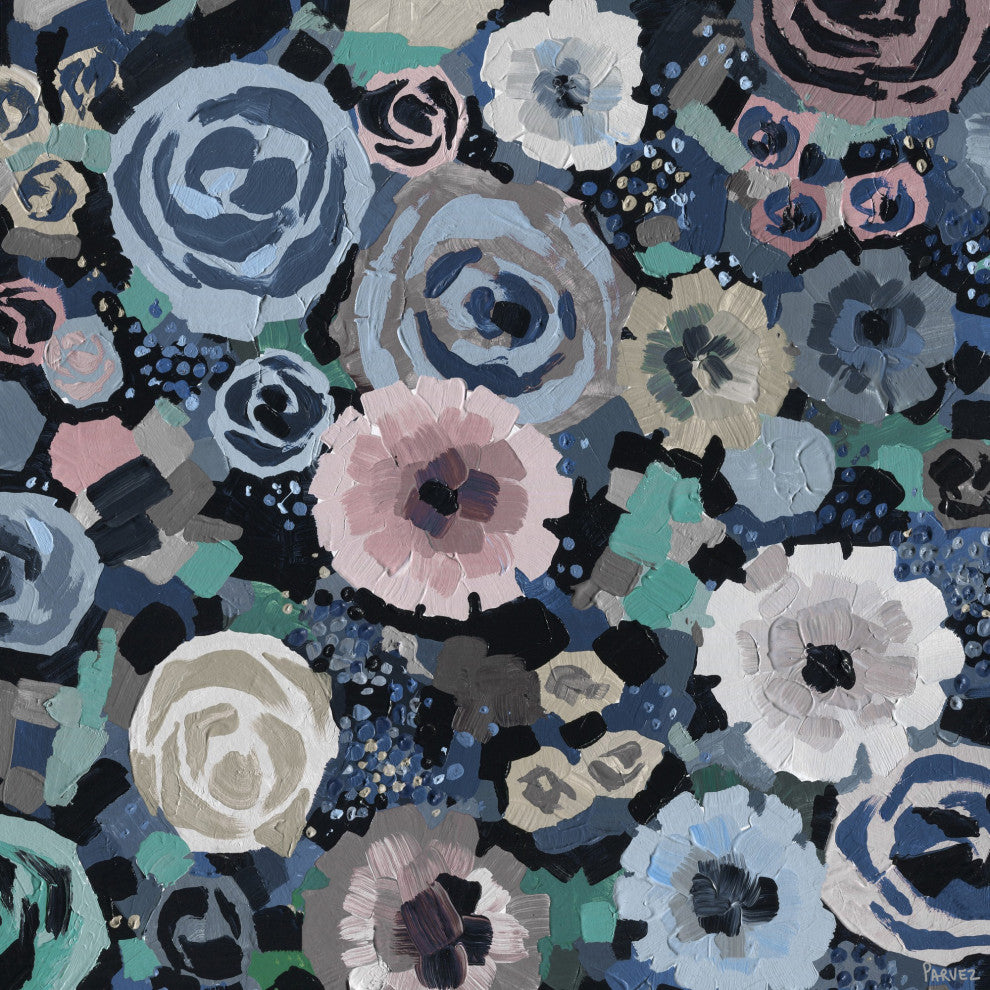 "Perky Blue Bunch" Painting Print on Wrapped Canvas