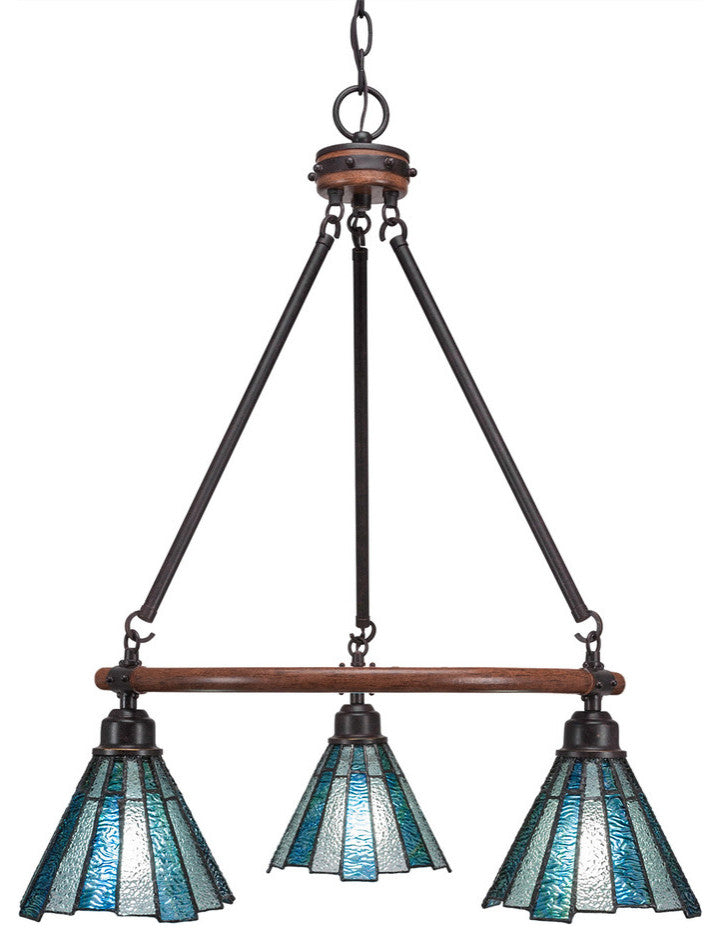 Blacksmith 3-Light Chandelier, Sea Ice Art