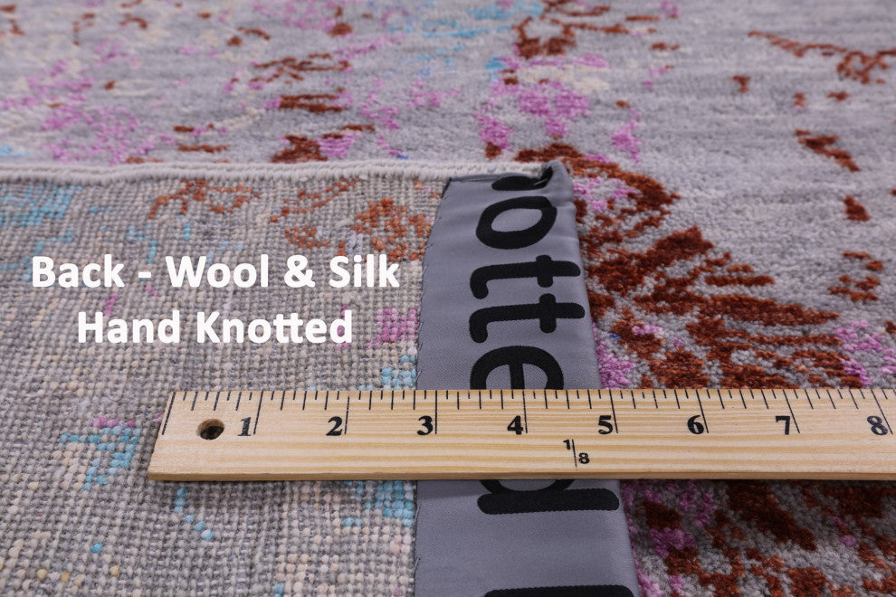 Wool and Silk Modern Hand Knotted Rug 8' 11" X 12' 6" Q7073