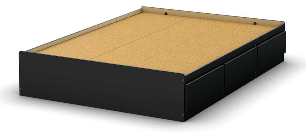 South Shore Step One Full Mates Bed, 54'' With 3 Drawers, Pure Black