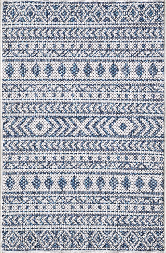 Provo Natura Indoor/Outdoor Coastal Area Rug, Ivory/Blue, 3'3 X 4'11