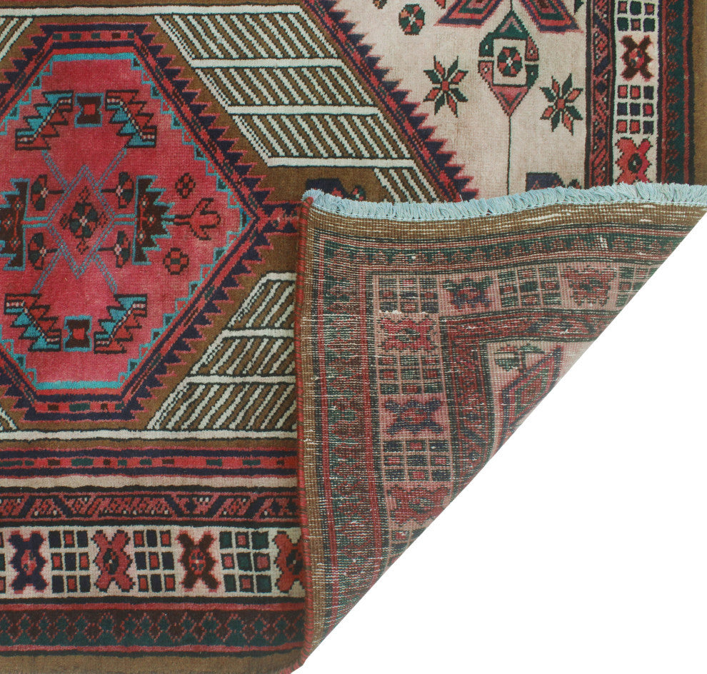 Fine Vintage Distressed Khurshid Beige/Rust Runner, 3'4x10'6