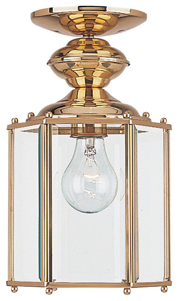 Generation Lighting Outdoor Semiflush Convertible Pendant, Polished Brass