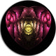 Isolated Heart Digital Fractal Flower, Floral Disc Metal Artwork, 36"