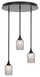 Empire 3-Light Cluster Pendalier, Matte Black/Silver Textured