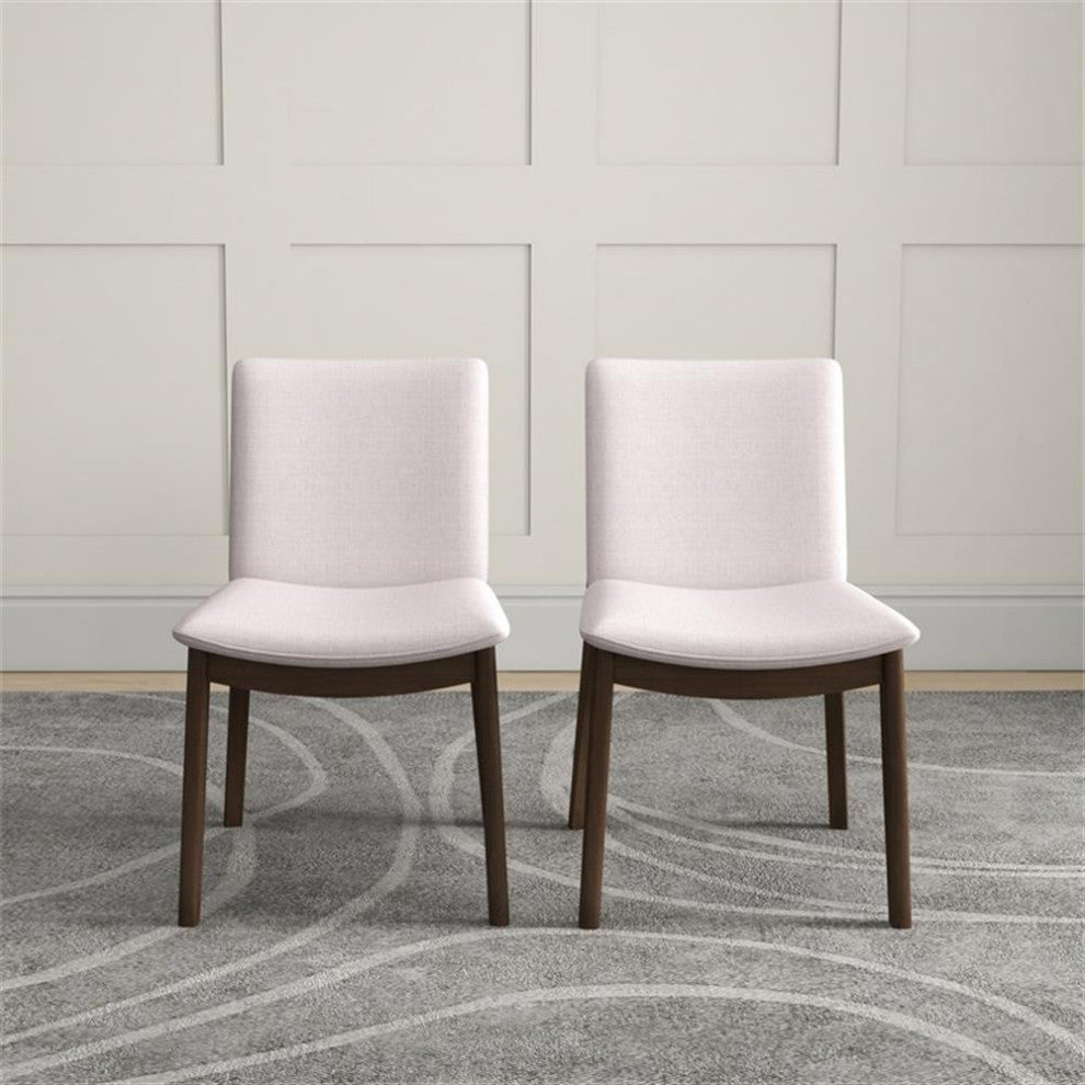 Valentine Mid-Century Modern Cream Fabric Dining Chair (Set of 2)