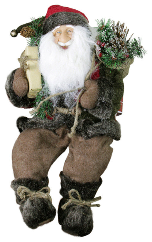 16" Sitting Country Santa Claus