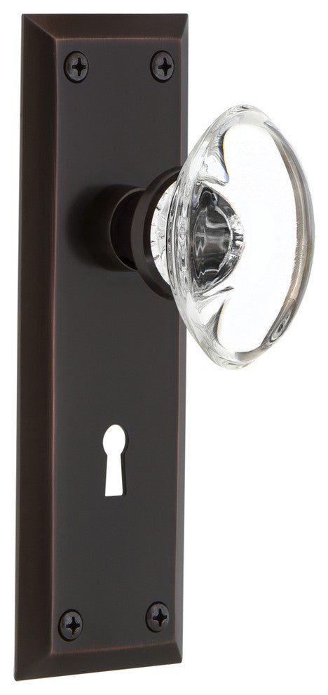 Nostalgic Warehouse New York Plate Mortise Oval Clear Crystal Glass Knob