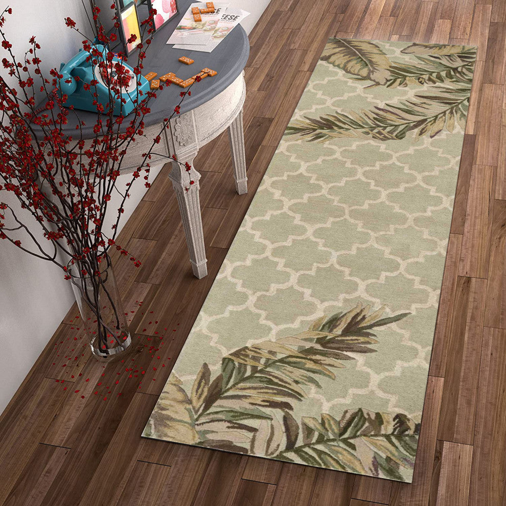 HomeRoots 2' x 10' Runner Wool Sage Area Rug