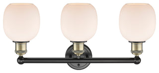 Belfast 3-Light 24" Bath Vanity Light, Black Antique Brass, Matte White