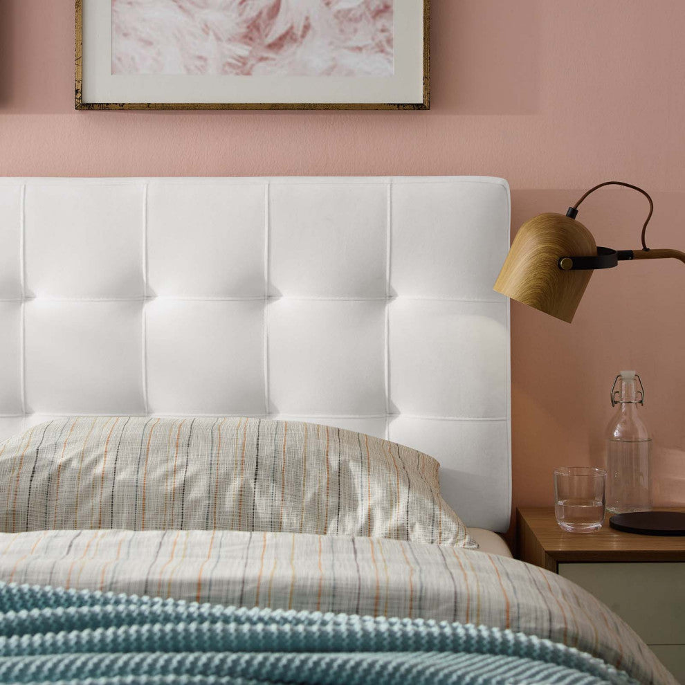 White Lily Biscuit Tufted Full Performance Velvet Headboard