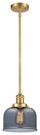Large Bell 1 Light Mini Pendant, Satin Gold, Plated Smoke