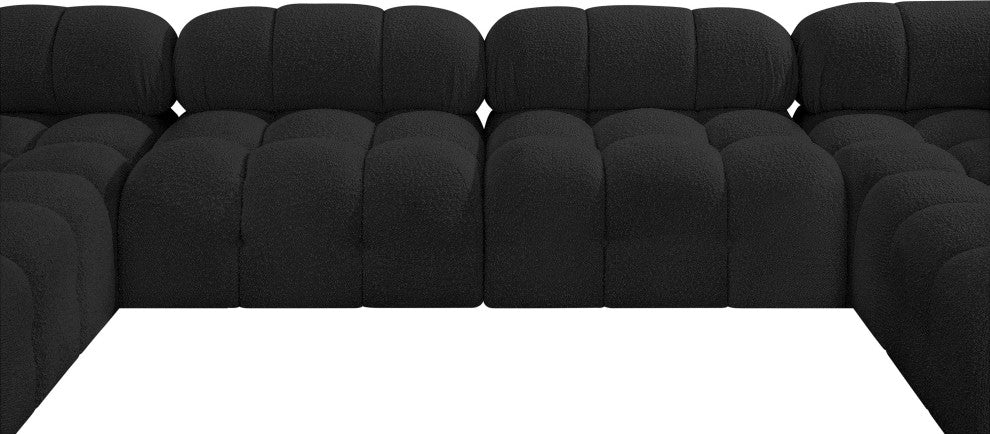 Ames Boucle Fabric U-Shaped Modular Sectional, Black, 8-Piece: 4 Armless Chair, 4 Corner Chair