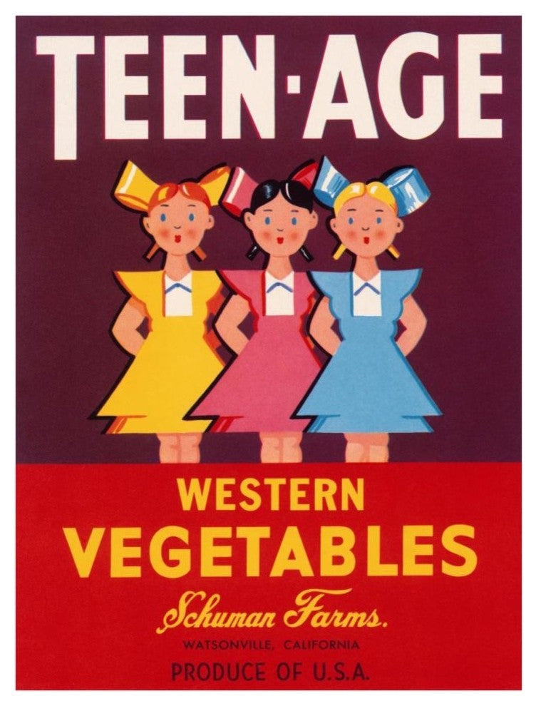"Teen - Age Western Vegetables" Digital Paper Print by Retrolabel, 29"x38"