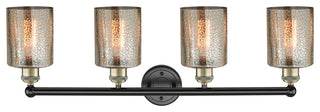 Edison Cobbleskill 4-Light 32" Vanity Light, Black Antique Brass, Mercury Shade