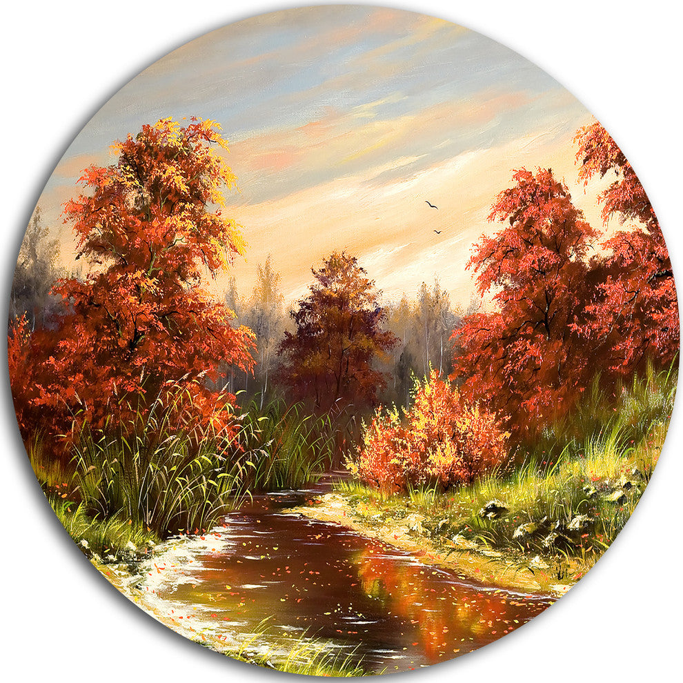 The Red River, Landscape Round Wall Art, 36"