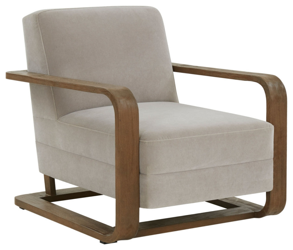 Safavieh Couture Jayshaw Wood Frame Accent Chair, Grey/Brown