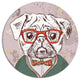 Hipster Pug Dog In Vintage Style, Animal Round Wall Art, 23"