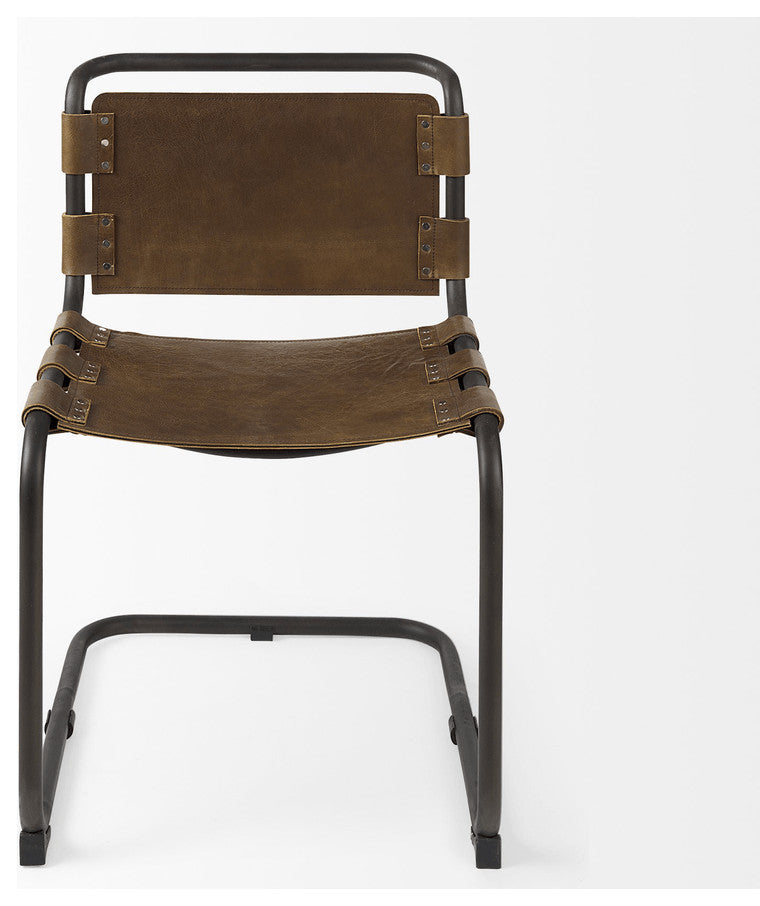 Brown And Black Leather Side chair