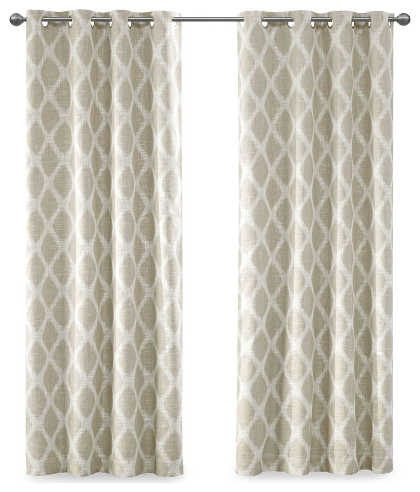 SunSmart Blakesly Ikat Blackout Window Panel, Grey, Taupe, 50"x84"