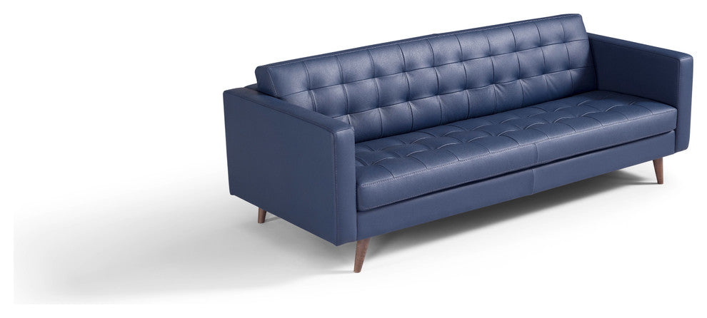 Herald Modern Sofa, Genuine Leather, Blue