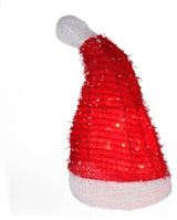 12.75" Lighted Iced Tinsel Santa Hat Christmas Tree Topper, Clear Lights