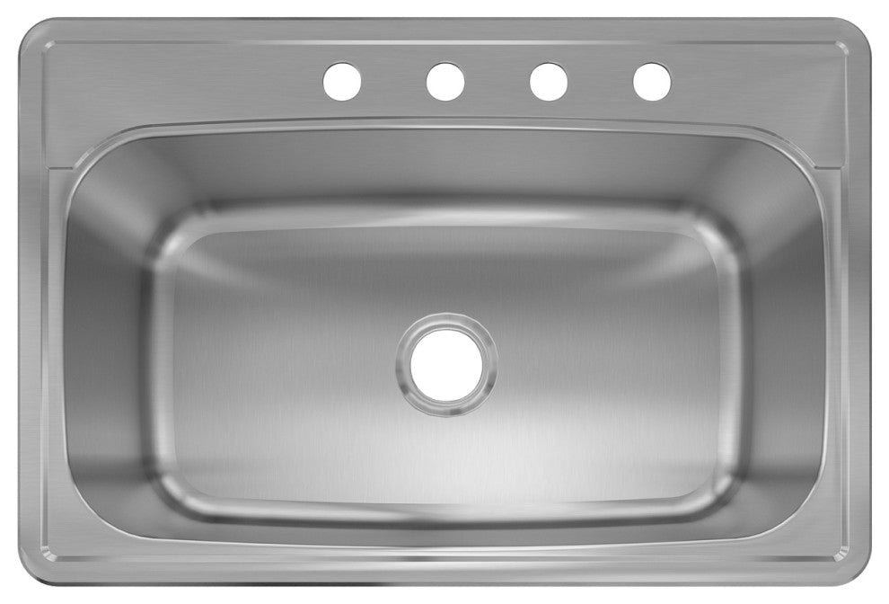 Sinber 33" Drop, Singel Bowl 304 Stainless Steel Kitchen Sink