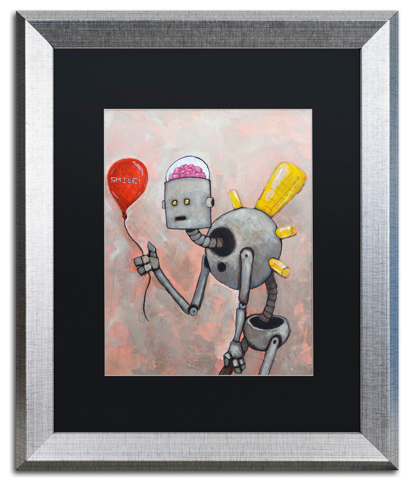 'Smile' Matted Framed Art, Silver Frame, Black Matte, 20x16