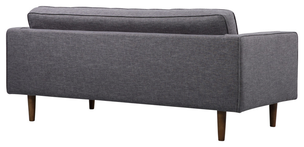 Element Mid Century Modern Loveseat, Dark Gray Linen and Walnut Legs