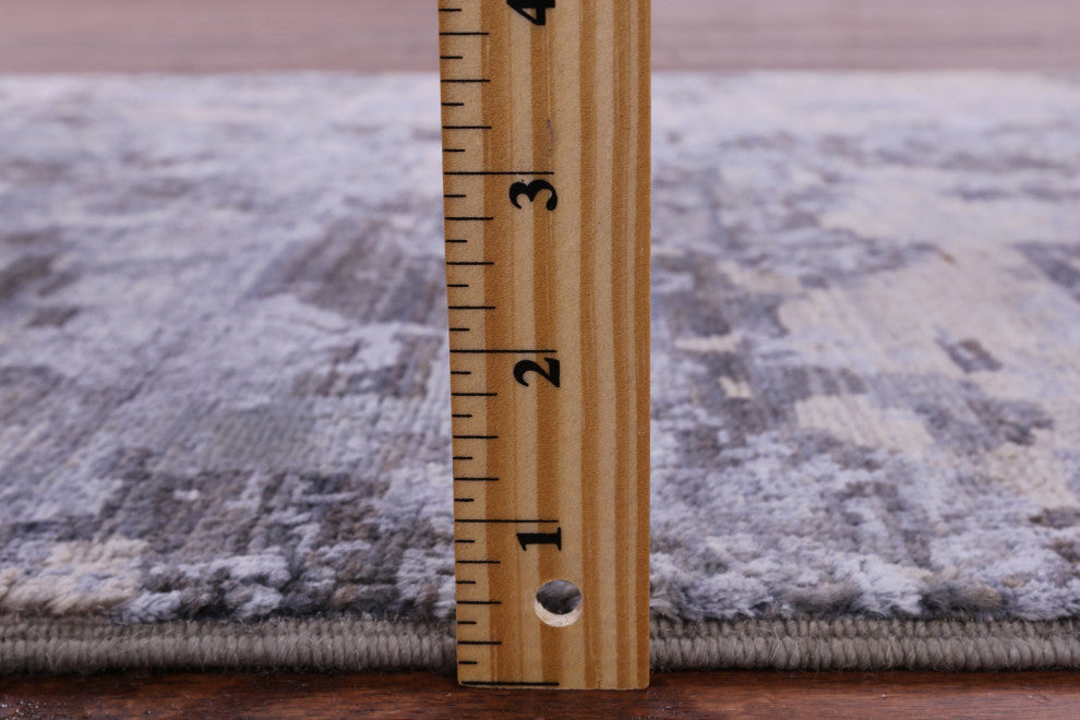 2' 8" X 11' 10" Runner Modern Handmade Wool and Silk Rug Q10335