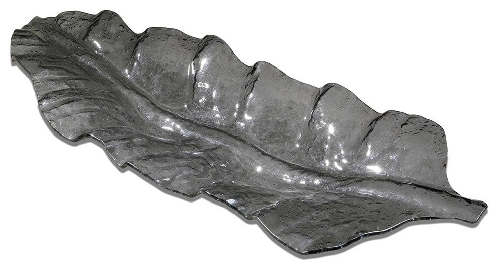 Smoked Leaf Glass Tray By Designer Carolyn Kinder