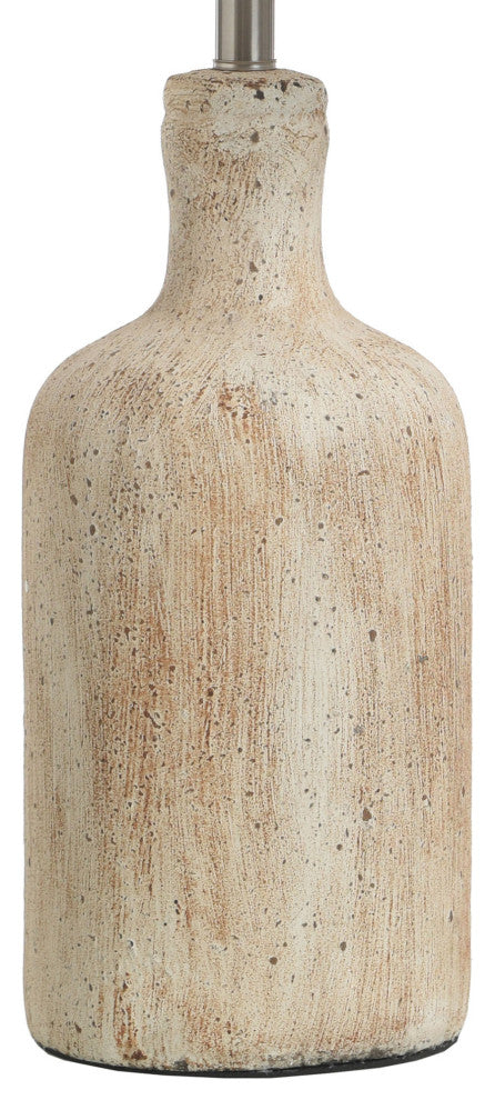 Olney, Textured Concrete Table Lamp with Drum Shade, Multi-Color Cream Finish