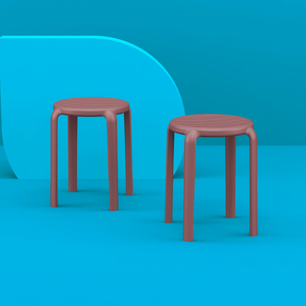 Tom Resin Dining Stool, Set of 2, Black, Marsala