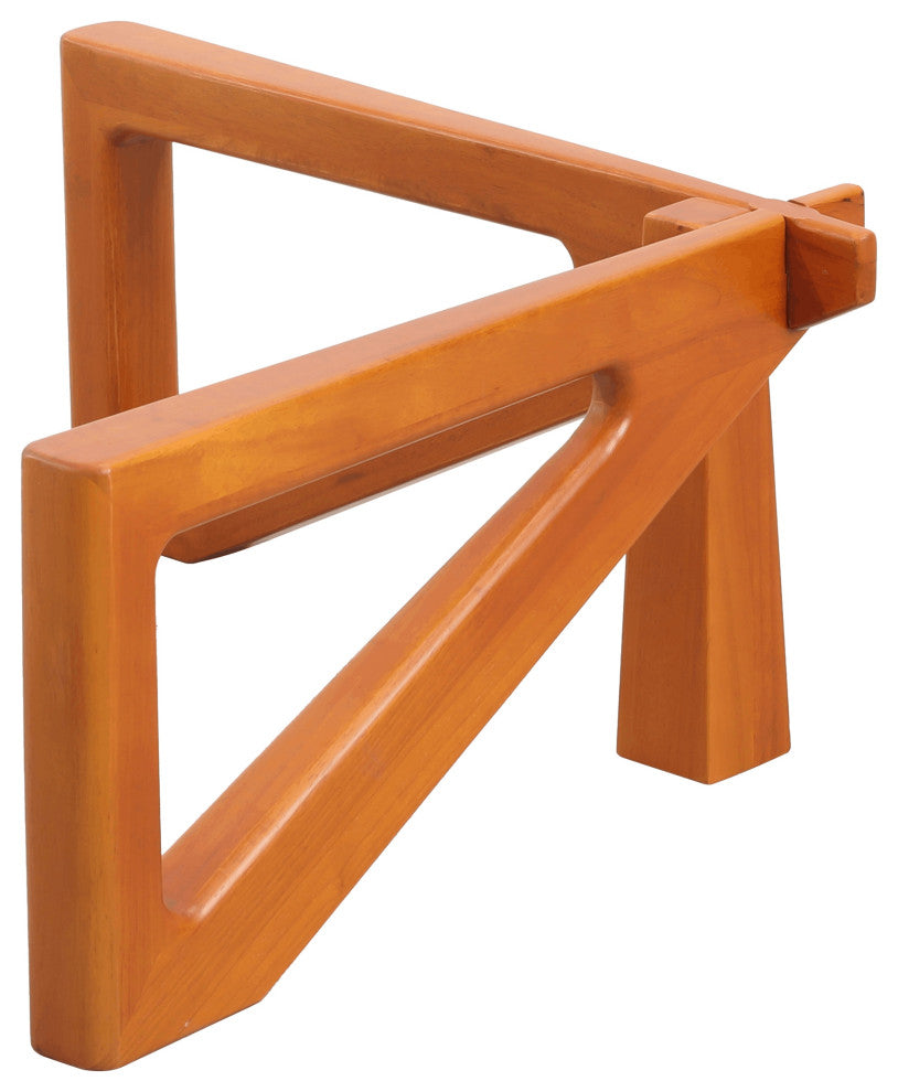 LeisureMod Imperial Interlocking Wooden Triangle Coffee Table Base, Light Walnut