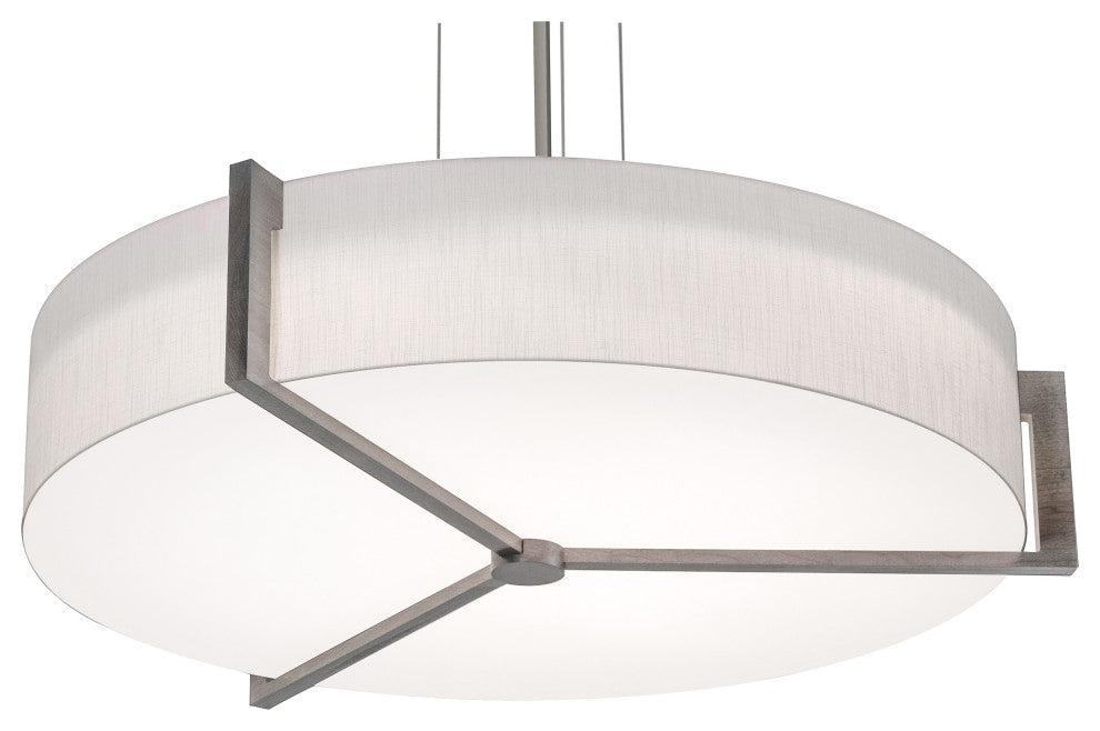 Apex 33" Medium Base Pendant, Weathered Gray Finish, Linen White Shade