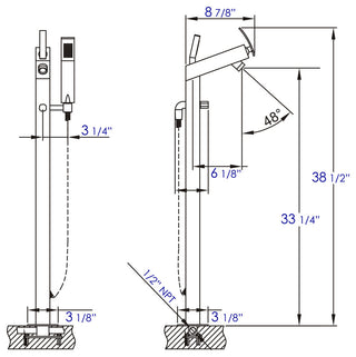 ALFI brand AB2728 Floor Mounted Tub Filler - Polished Chrome