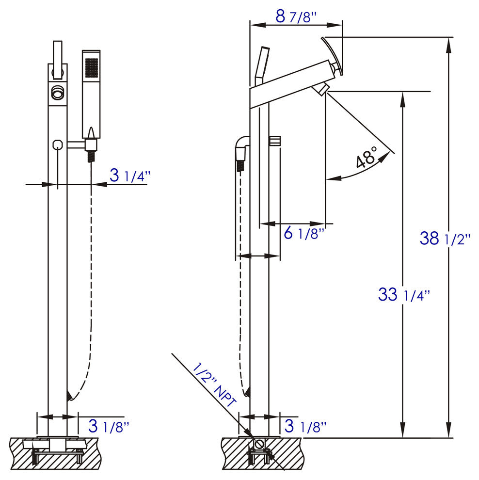 ALFI brand AB2728 Floor Mounted Tub Filler - Polished Chrome