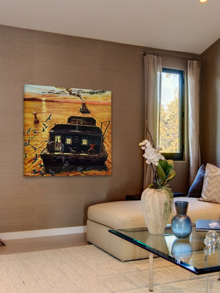 "Houseboat" Painting Print on Wrapped Canvas
