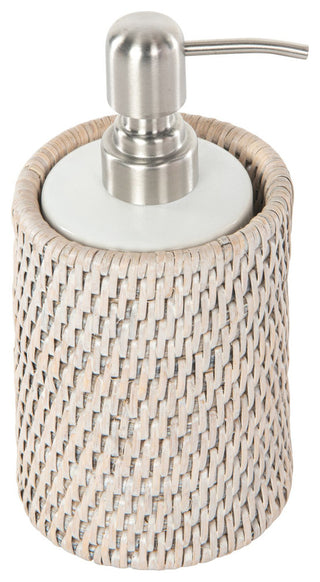 La Jolla Rattan Liquid Soap Dispenser, White Wash