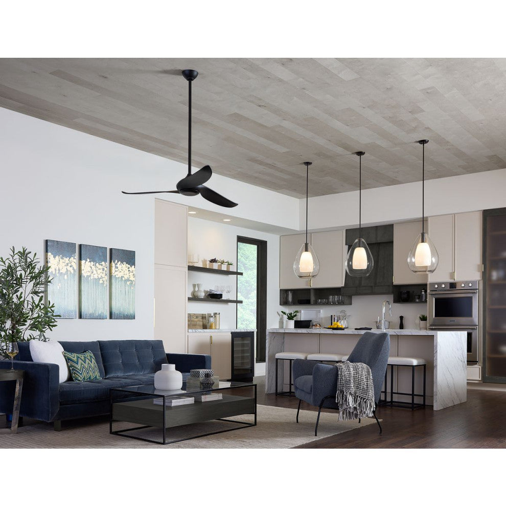Conte Collection 52" 3-Blade Ceiling Fan, Matte Black