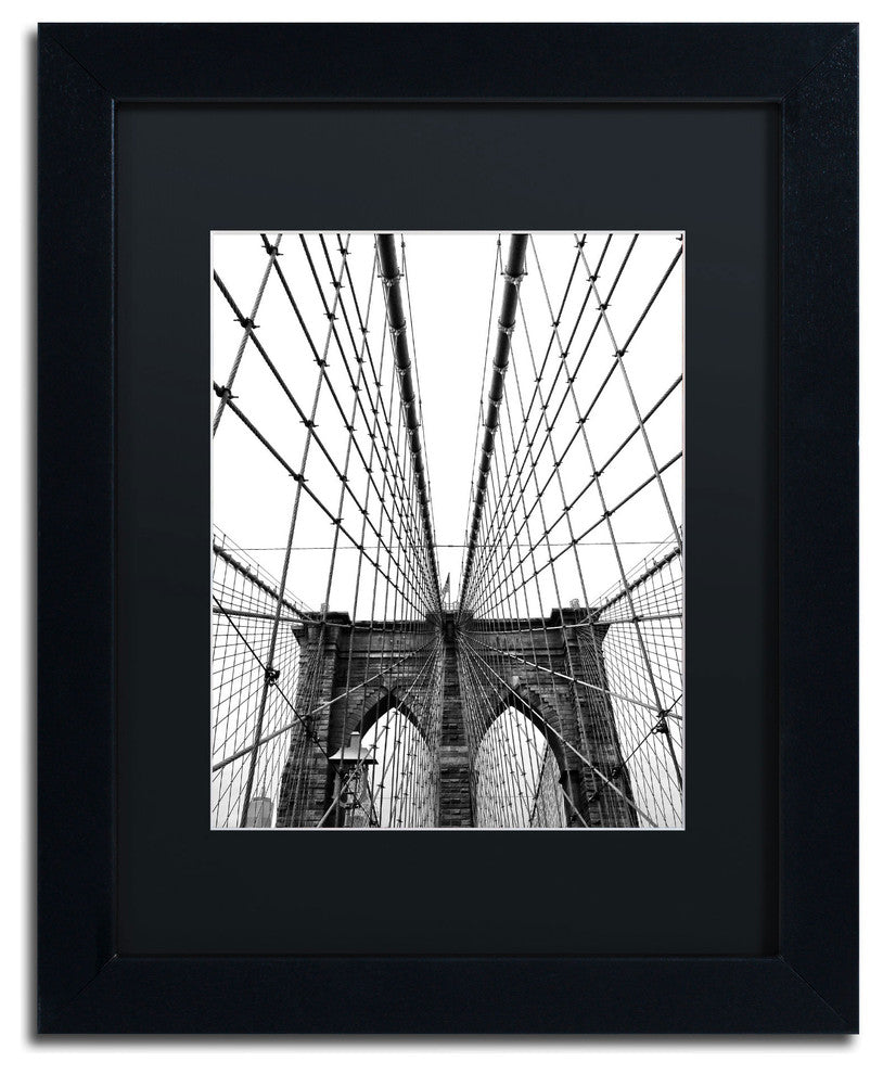 'Brooklyn Bridge 3' Matted Framed Canvas Art by CATeyes