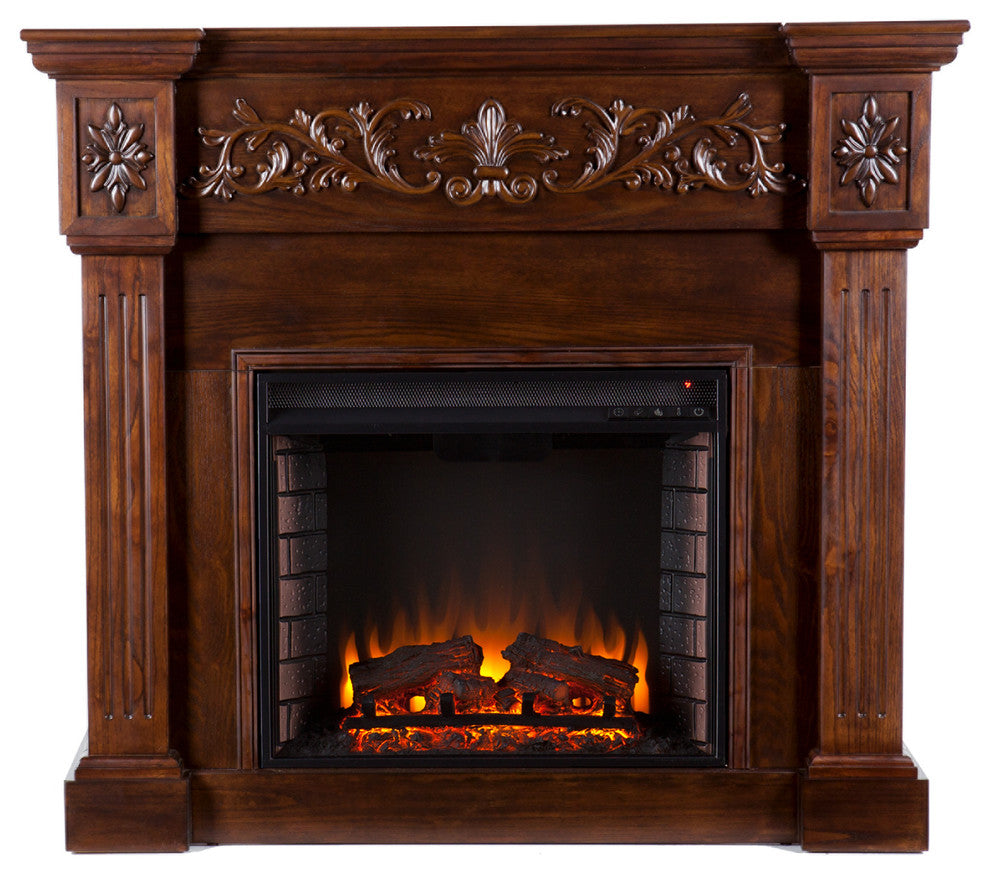 Eastport Carved Electric Fireplace, Espresso