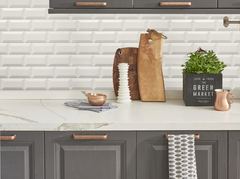 White Brick 3D Wall Panels, Set of 5, Covers 18 Sq Ft
