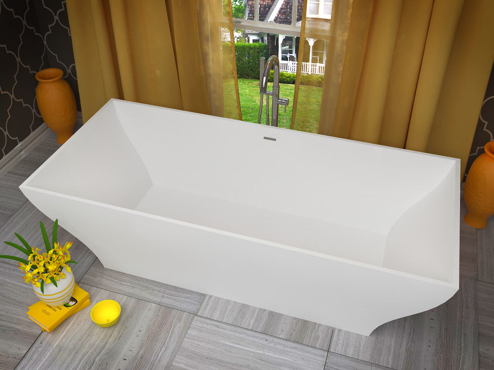 ANZZI Kayenge 5.9-ft Solid Surface Freestanding Tub, Matte White