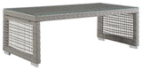Aura Rattan Outdoor Coffee Table, Gray