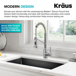 Bolden Commercial Style 2-Function Pull-Down 1-Handle 1-Hole Kitchen Faucet, Spot-Free Stainless Steel (Sensor Touchless)