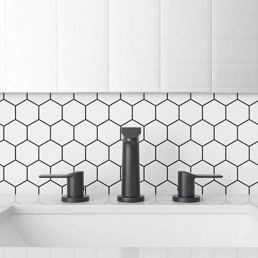 Modern 2-Handle Widespread Deck Mounted Bathroom Sink Faucet, Black